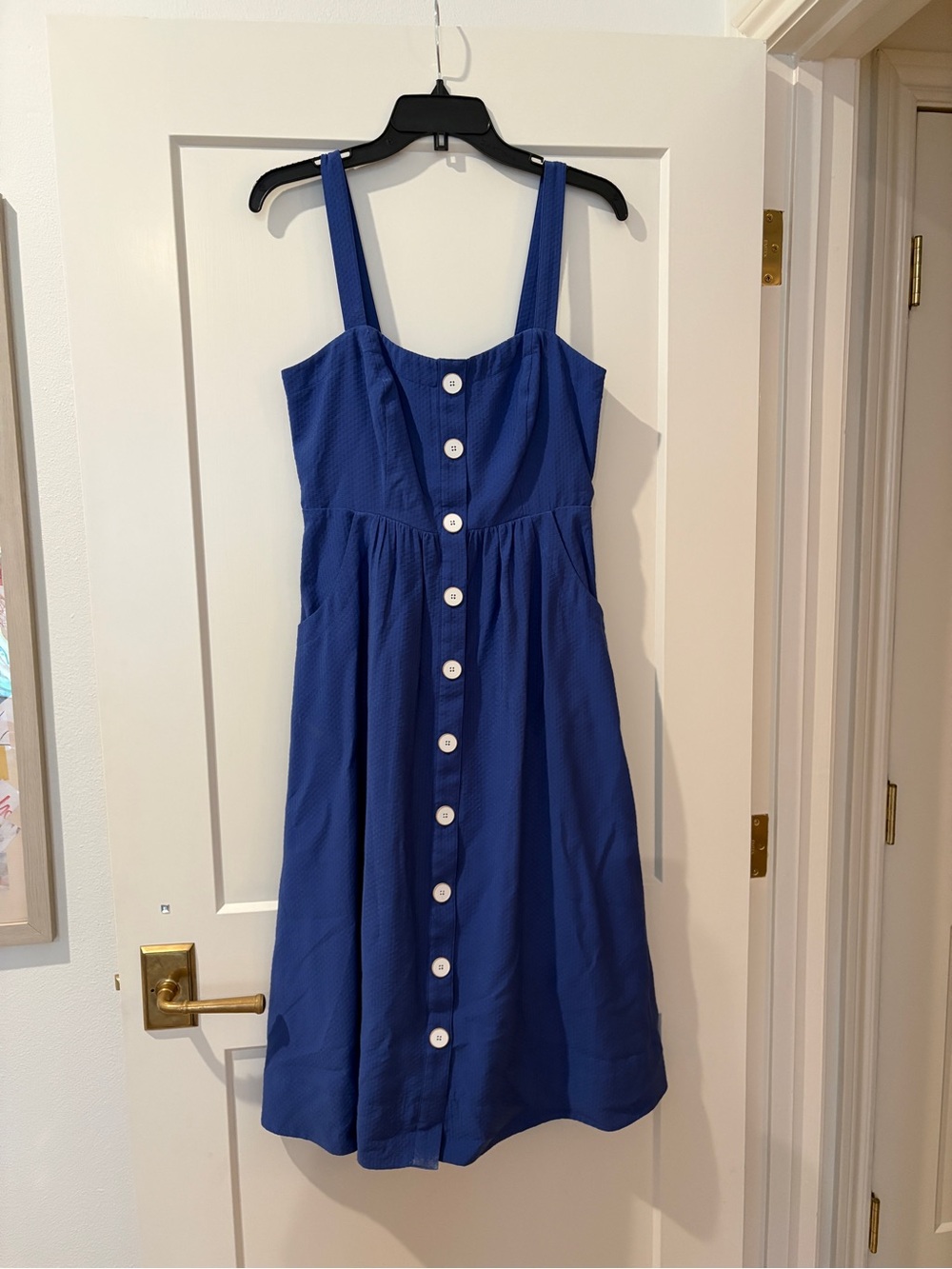 Maeve Blue Polka Dot Button-Front Dress